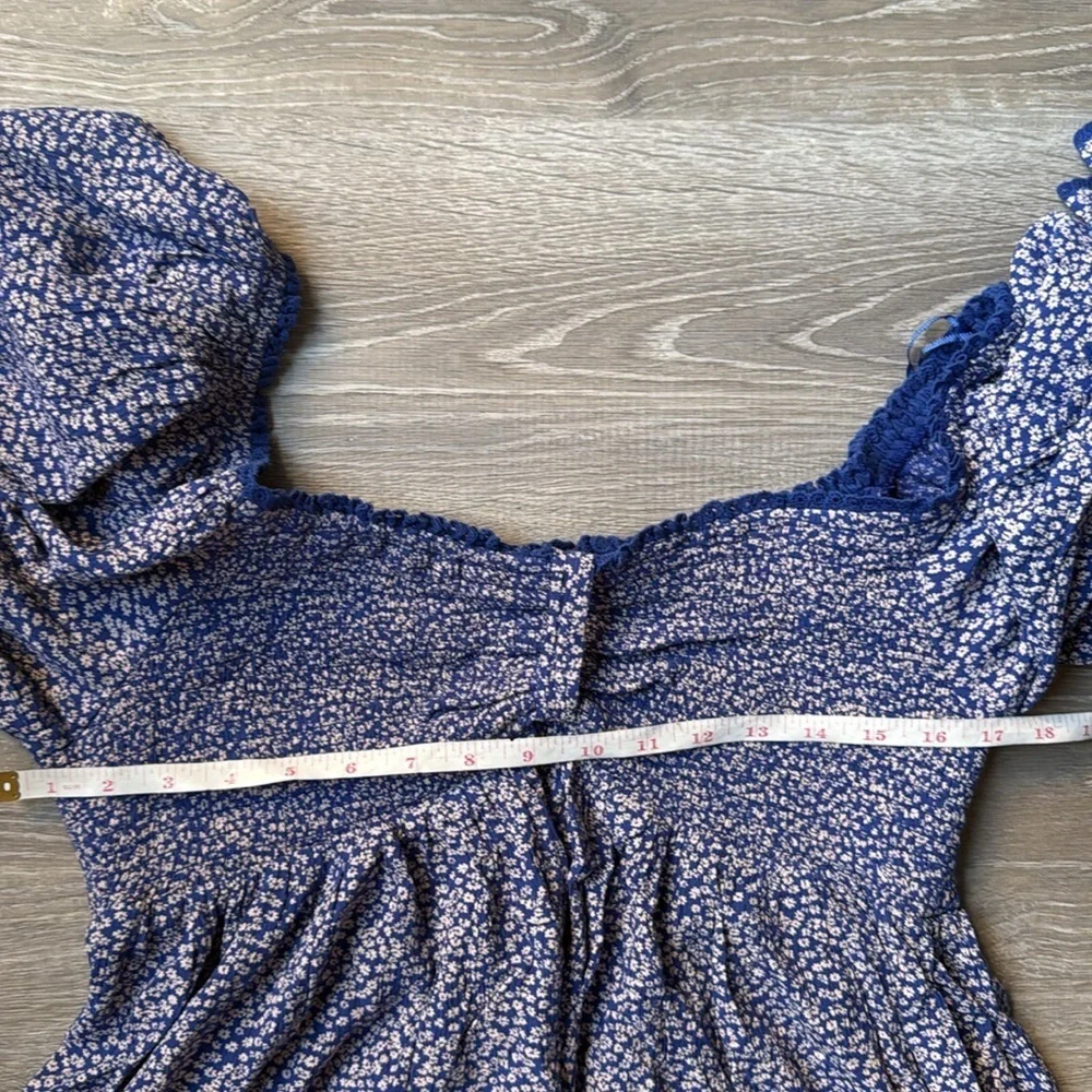Free People Britnee Floral Cropped Peplum Smocked Puff Sleeve Top Large - Picture 9 of 10
